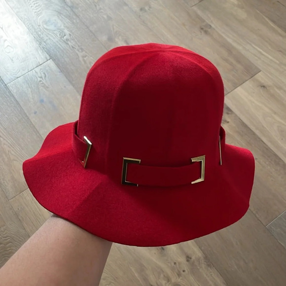 Vintage Red With Gold Accents 100% Wool Hat US Made Union Made main image 6
